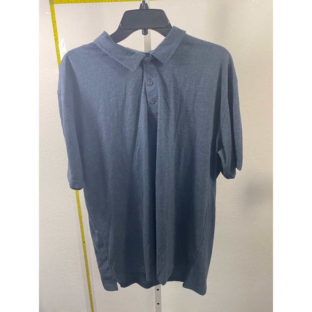 True Classic Mens XL Polo Shirt Heathered Navy‎ Blue Short Sleeve Cotton Blend